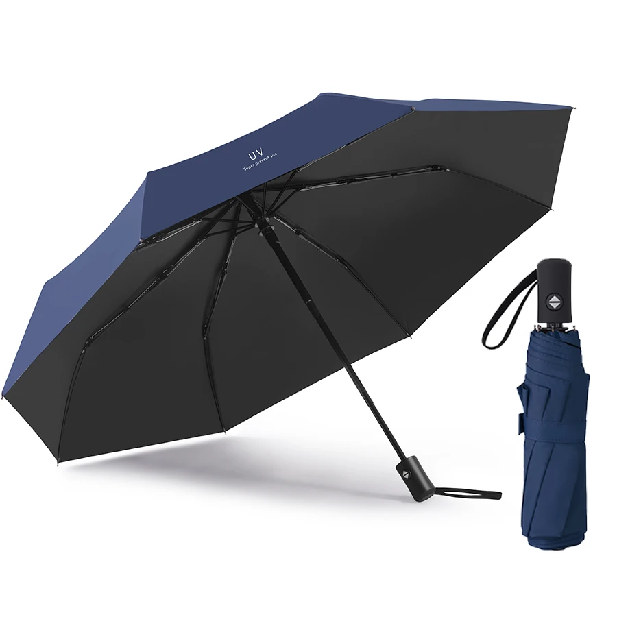 (azul Escuro, 8k) Guarda-chuva De Viagem Para Chuva E Sol, À Prova De Vento