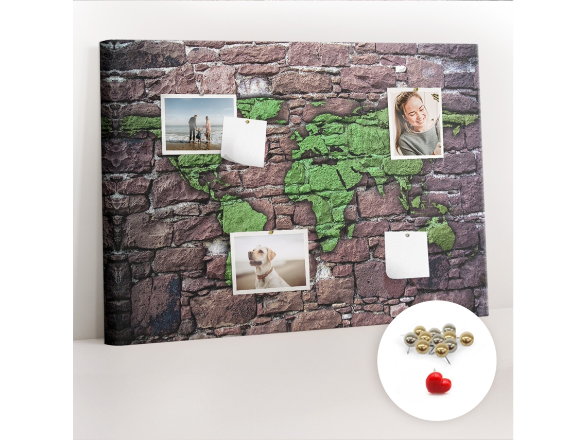 Quadro De Cortiça Com Impressão Mapa-múndi Na Parede Para A Sala De Estar Espelharte (70x100 Cm)