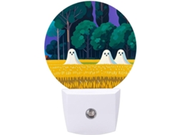 Luminária de parede noturna com plugue, luminária noturna LED divertida com estampa de pôster de fantasma e sensor de movimento.