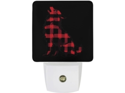 Luz Noturna Led Com Estampa De Lobo Xadrez Búfalo E Sensor Crepuscular