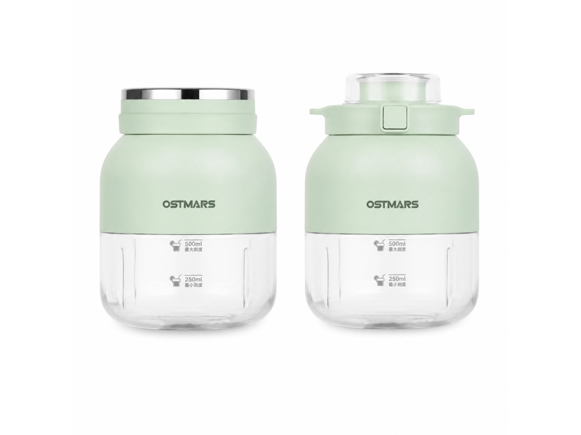 Liquidificadora Portátil Elétrica Sem Fios 800 Ml, 10 Lâminas, 2 Copos Verde-claro Ostmars