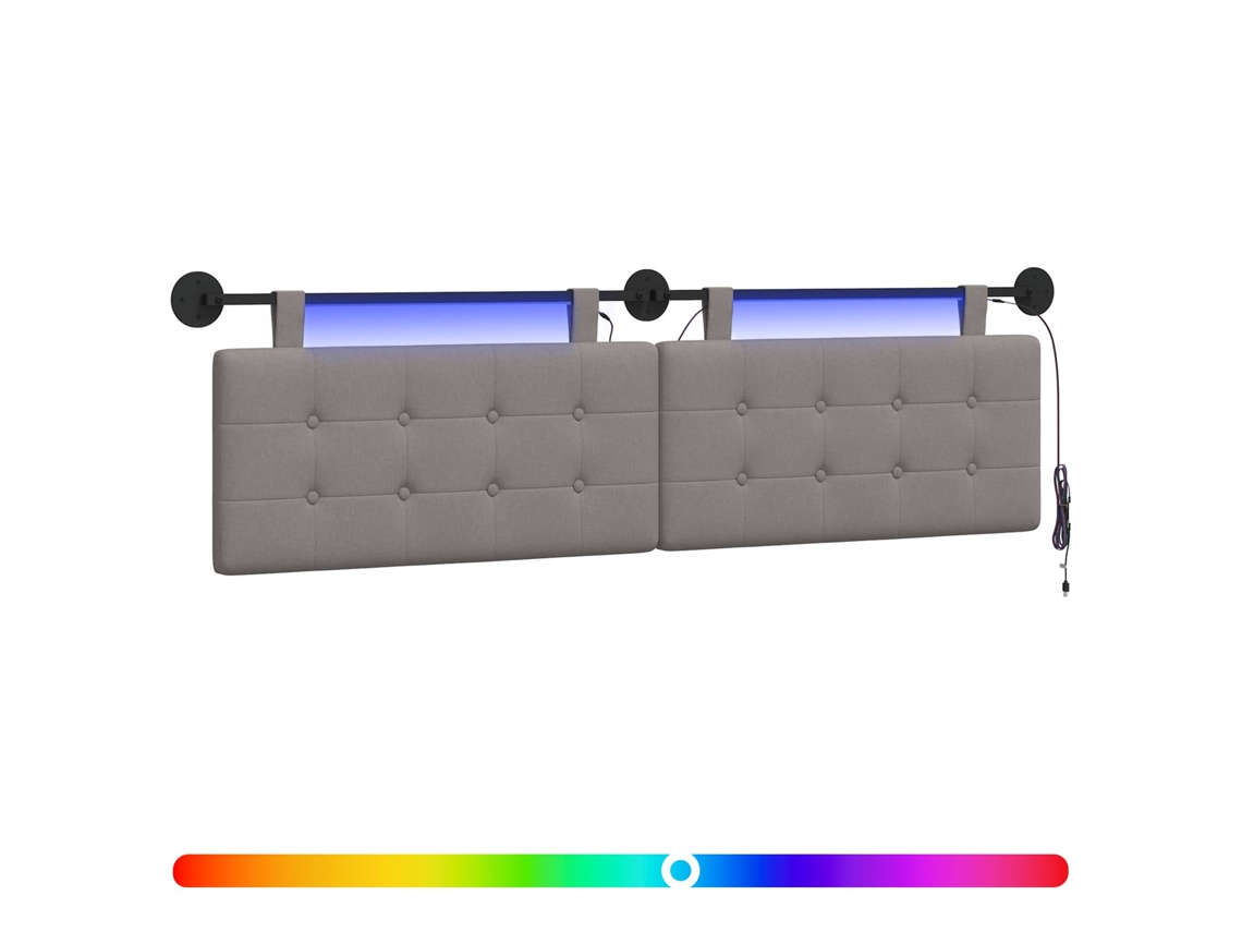 Conjunto 1 Cabeceira De Quarto Vidaxl Castanho-acinzentado Tecido (190 X 55 X 5 Cm)