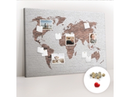 Quadro De Cortiça Mapa-múndi Em Tijolos Para O Escritório Espelharte (140x100 Cm)