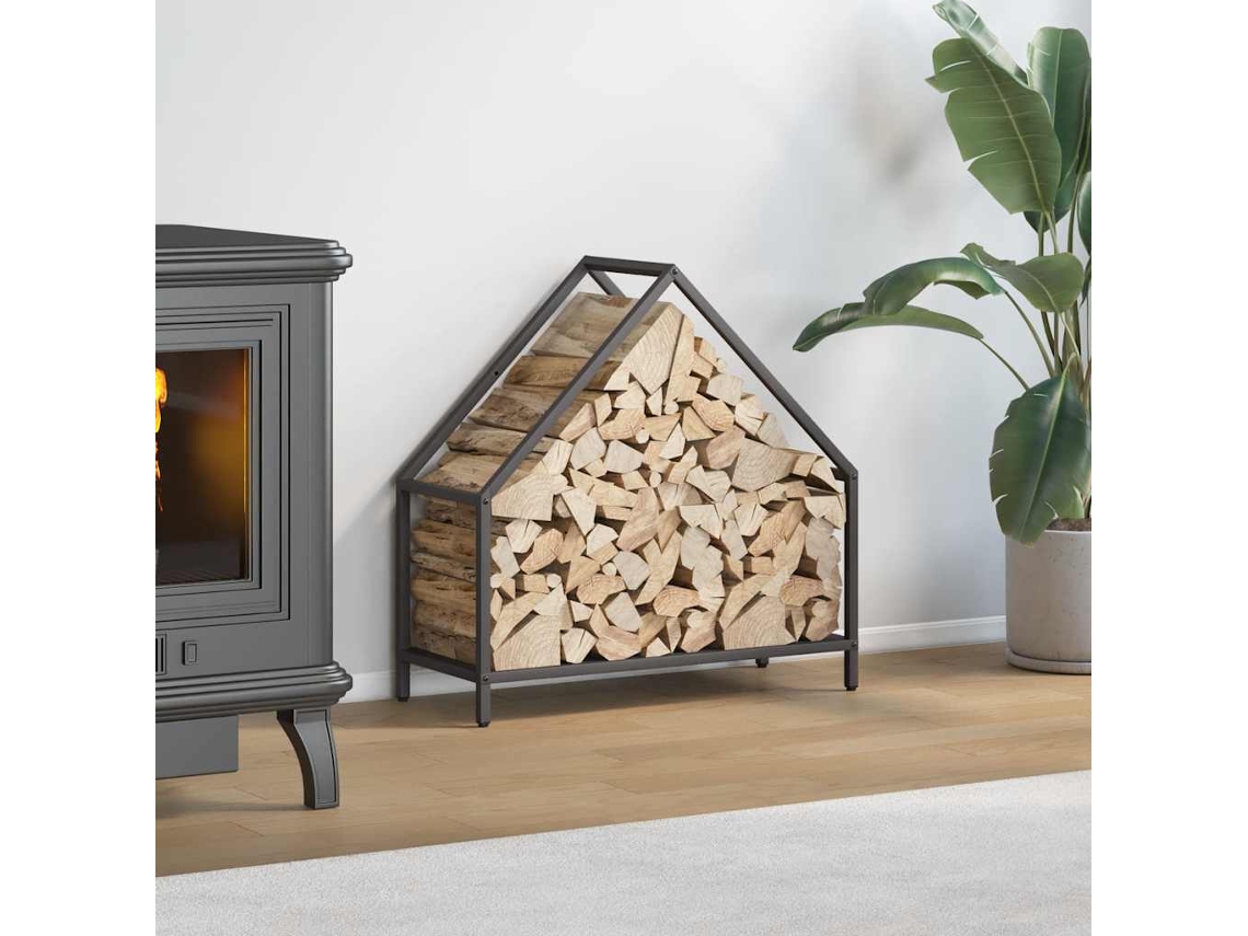 Vidaxl Suporte Para Lenha 60x25x60 Cm Aço Laminado A Frio Preto