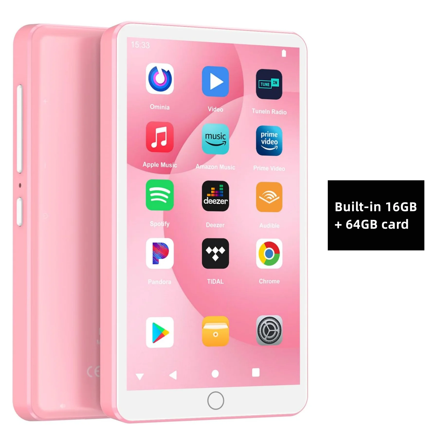 Leitor De Mp3 Android 13 De 96 Gb Com Bluetooth, Wi-fi E Spotify, Cor Rosa.