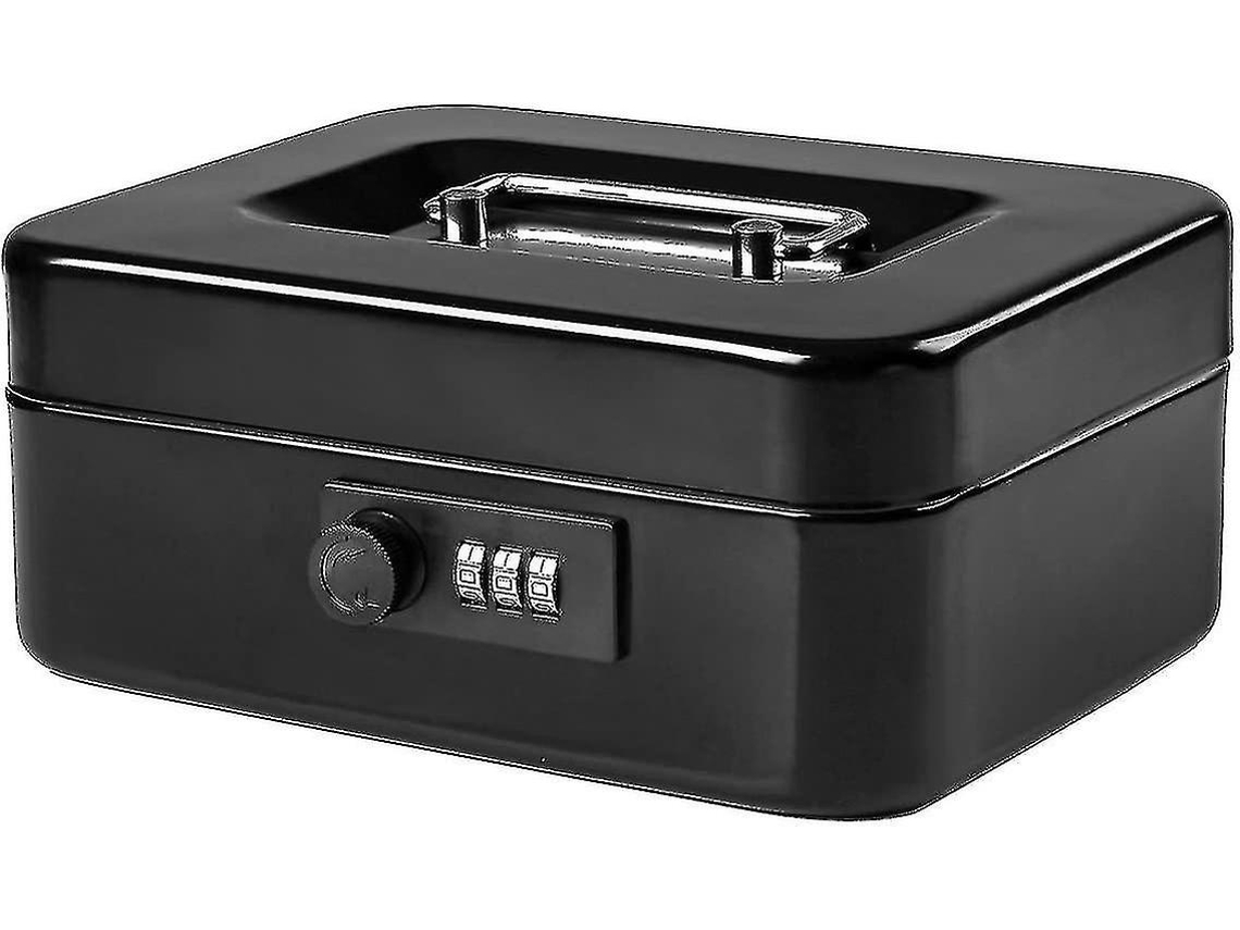 Cofre Pequeno com Fechadura de Combinação, Cofre de Metal Resistente com Compartimento para Dinheiro, Preto, 20 X 16 X 8, 5 Cm, B Vermelho BRILVIBERA