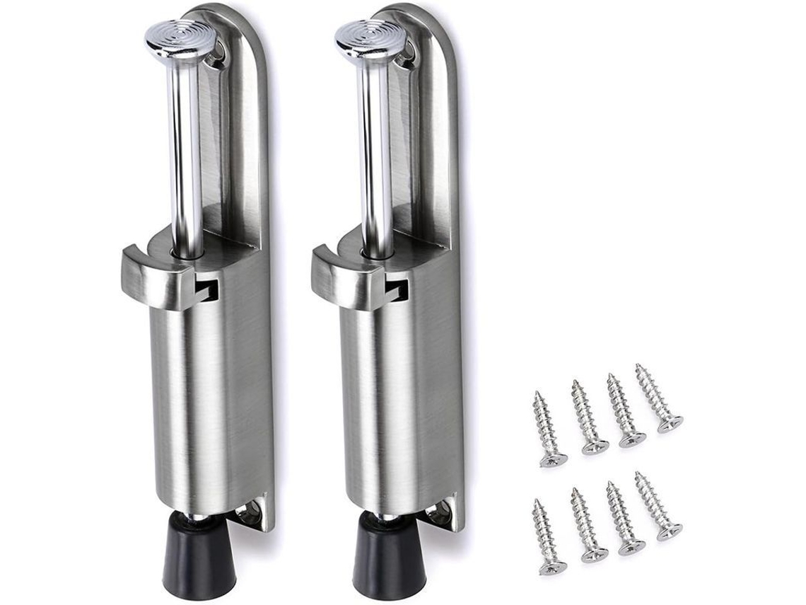2 Peças Parafuso De Porta Aço Inoxidável Com Base De Borracha Para Fixar Porta (prata)
