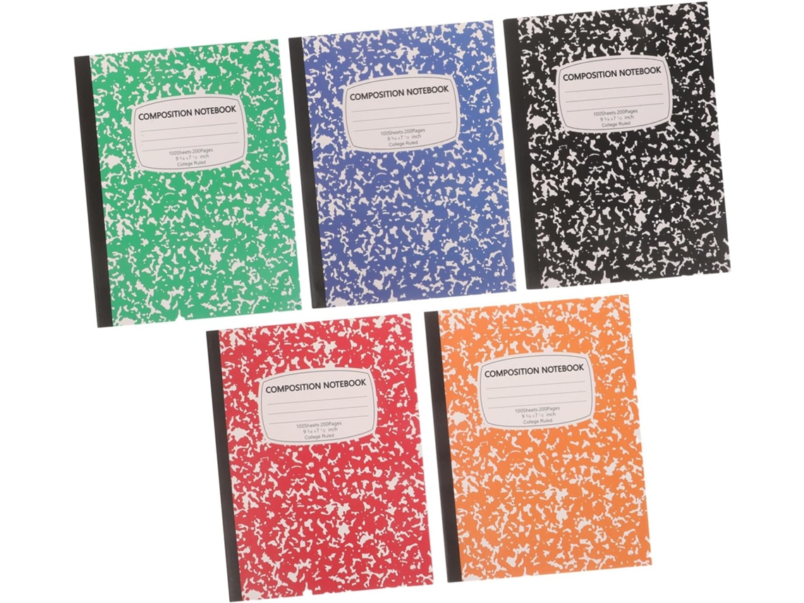 Lote De 5 Cahier De Composition Marbre B5, 100 Folhas, Papel