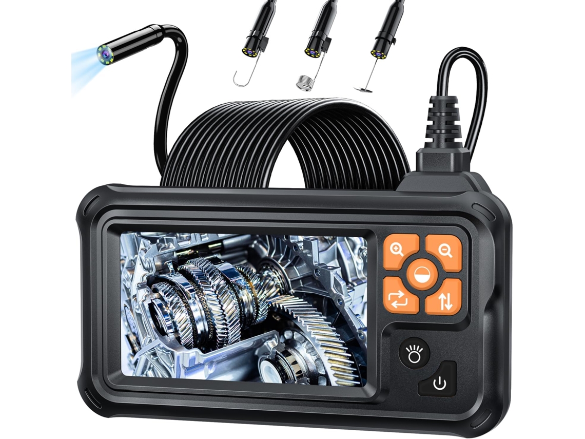 Endoscópio industrial, câmera de inspeção HD 1080p com tela IPS de 4,3 polegadas, câmera endoscópica à prova d'água IP67 com 8 LEDs.