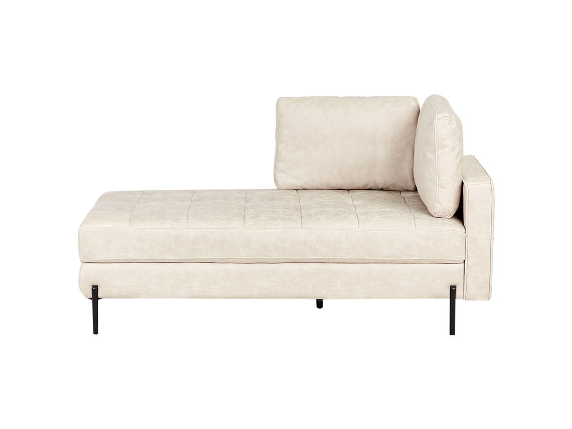 Chaise Longue À Direita BELIANI Rebais de Pele Sintética Creme Claro 172x85x85