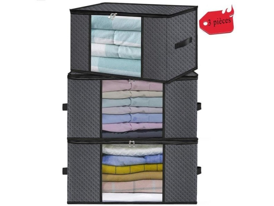 Conjunto De 3 Sacos Organizadores Dobráveis Com Grande Capacidade De 70l, Para Edredons, Roupas De Cama, Roupas E Travesseiros. Cor: Cinza
