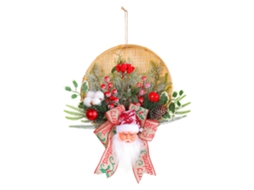 Laxiscreed Coroa De Natal Decorativa Com Pai Natal Em Cesto De Bambu Para Porta De Exterior
