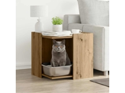 Vidaxl Compartim. Caixa Areia Gatos Deriv. Madeira Carvalho Artisiano