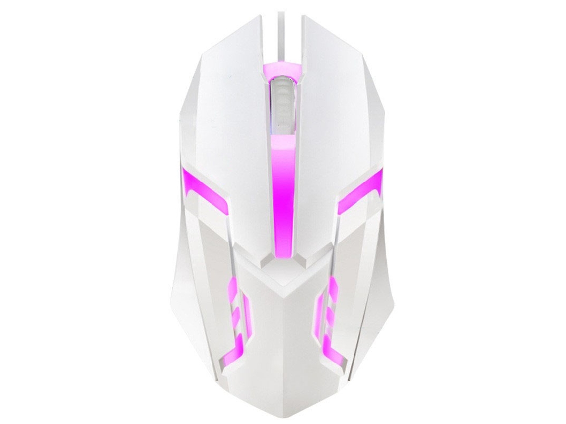 Rato Yizhood X1 1600dpi Usb Com Fio Led Colorido Brilhante Mecânico Coumpter 3 Botões Office Gamer Para Pc Laptop Branco
