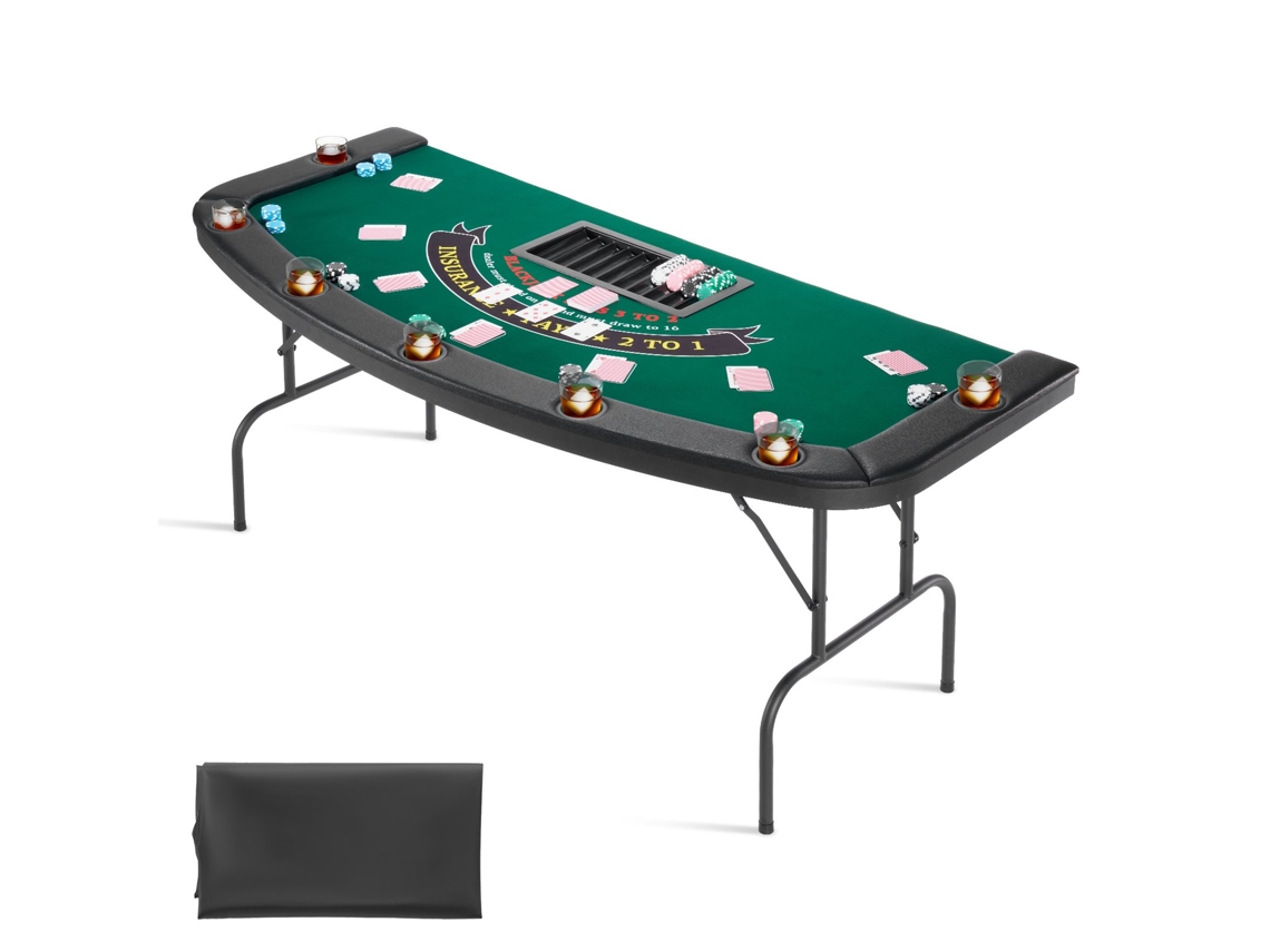 Mesa de pôquer Texas Hold'em dobrável Vevor Casino para 7 jogadores (verde)