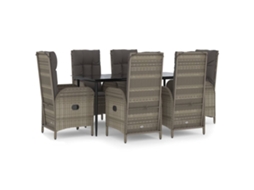 Garden Dining Set, Garden Dining Sets Vidaxl Cinzeto Rattan / Vime (mesa Com 160 Cm De Comprimento)