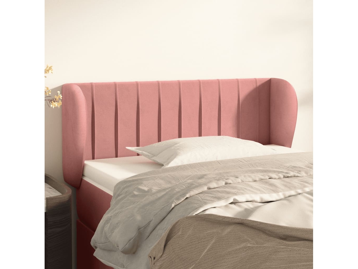 Vidaxl Cabeceira De Cama C/ Abas Veludo 103x23x78/88 Cm Rosa