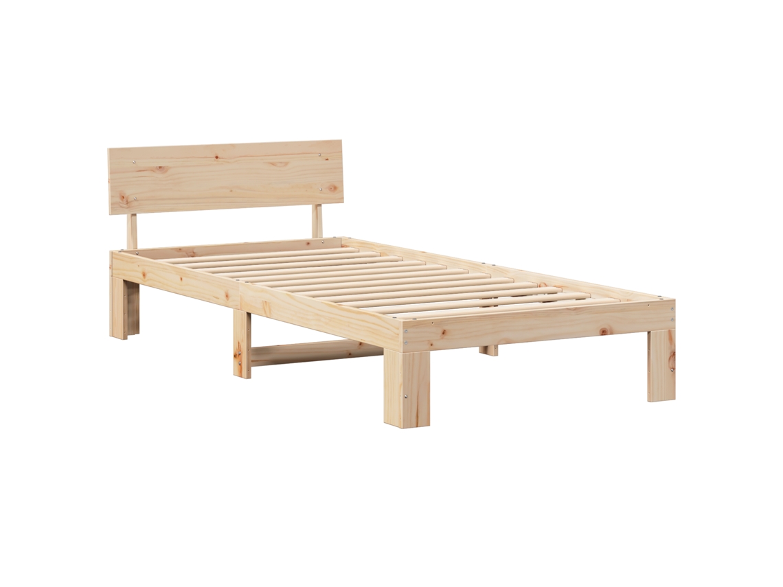 Conjunto 1 Estrutura De Cama Moderna Vidaxl Castanho Madeira De Pinho Maciça (100 X 200 Cm)