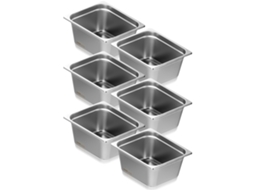 6 Pack 1/2 Tamanho Hotel Panelas Mesa de Vapor Panela de Aço Inoxidável com 6 Polegadas de Profundidade VEVOR