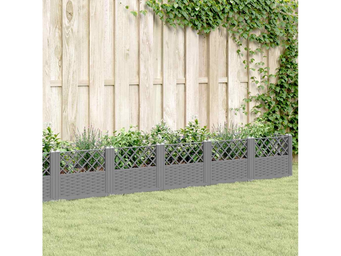 Vidaxl Vaso/floreira Jardim C/ Estacas 363,5x43,5x43,5 Cm Cinza-claro