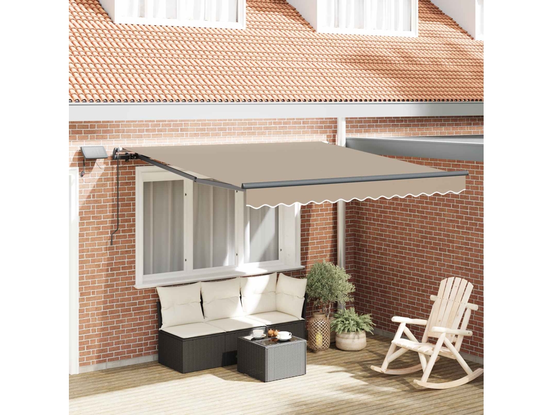 Vidaxl Toldo Retrátil Bege 350 X 250 Cm Tecido E Alumínio