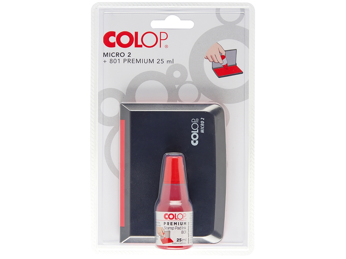 Bloco de Carimbo de Caixa Combinada COLOP + Tinta de Carimbo Azul