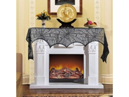 Lenços para Mantel de Chaminé Teia de Aranha em Renda Preta 2 Peças Decoração de Mantel | S/MARCA