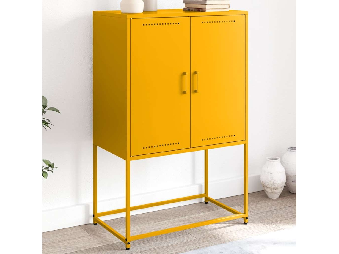 Vidaxl Aparador Alto 68,5x38,5x107 Cm Aço Amarelo Mostarda