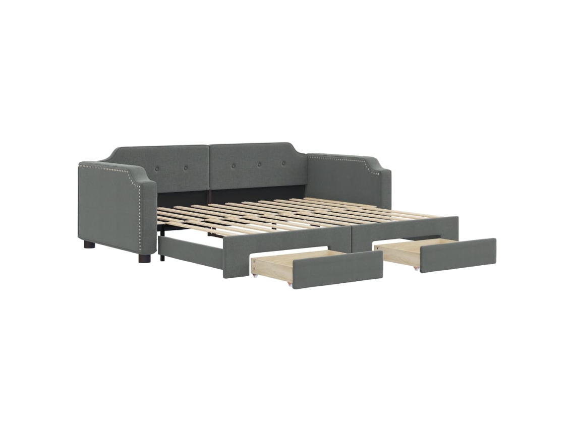 Daybed With Trundle, Daybeds With Trundles Vidaxl Cinzeto Tecido (90 X 200 Cm)