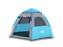 VIDAXL Tenda de Campismo Cabana para 4 Pessoas Libertação Rápida Azul