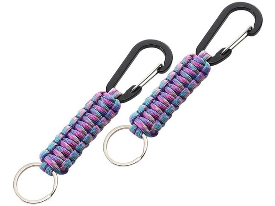 Sleutelhanger De Paracord - 2 Unidades - Design Entrelaçado - Corrimão De Alumínio - Anel De Chaveiro - Uso Universal - Dimensões 170 X 30 Mm