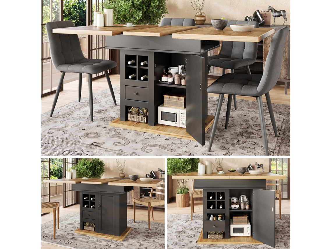 Mesa De Jantar Telescópica Extensível, Dobrável Para 4–6 Pessoas, Ideal Para Cozinha Que Poupa Espaço