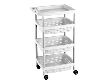 TATAY 7738201 Carrinho para legumes de cozinha com 4 prateleiras e rodas Cor Branco
