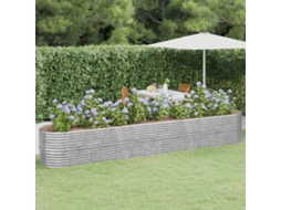 Canteiro Elevado | Vaso De Jardim | Floreira Jardim 440x80x68cm Aço Revestido A Pó Prateado Wsd765912 Lovely Home
