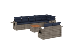 Conjunto de Sofá de Jardim, 9 Peças, Almofadas, Rattan Cinza MAISON EXCLUSIVE