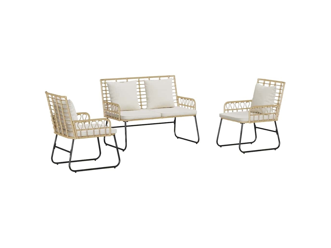 Conjunto 3 Móveis De Jardim Vidaxl Castanho Vime Pe (113 X 69 X 83 Cm)