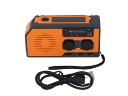 Primerox rádio Emergência Solar Manivela Carregador Lanterna Led Ipx3 Bateria 5000mah Laranja