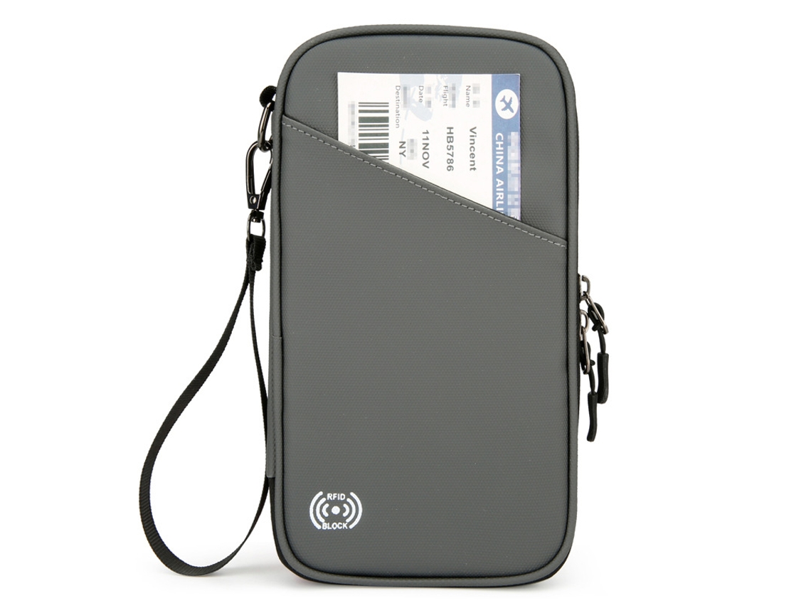 Bolsa Multifuncional Para Documentos De Identificação, Cor Sólida Cinza