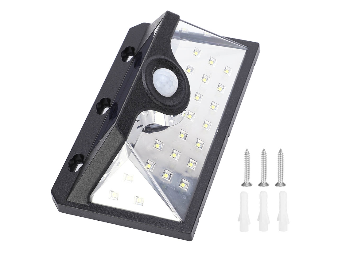 Lâmpada Solar de Parede com Sensor 24led para Jardim, Pátio, Segurança S/MARCA
