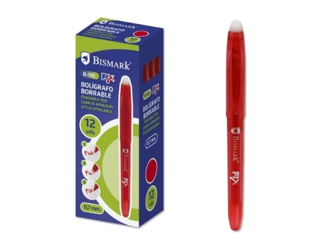 C/12 Boligrafo Bismark Borrable Rojo Punta 0,7mm Con Capuchon
