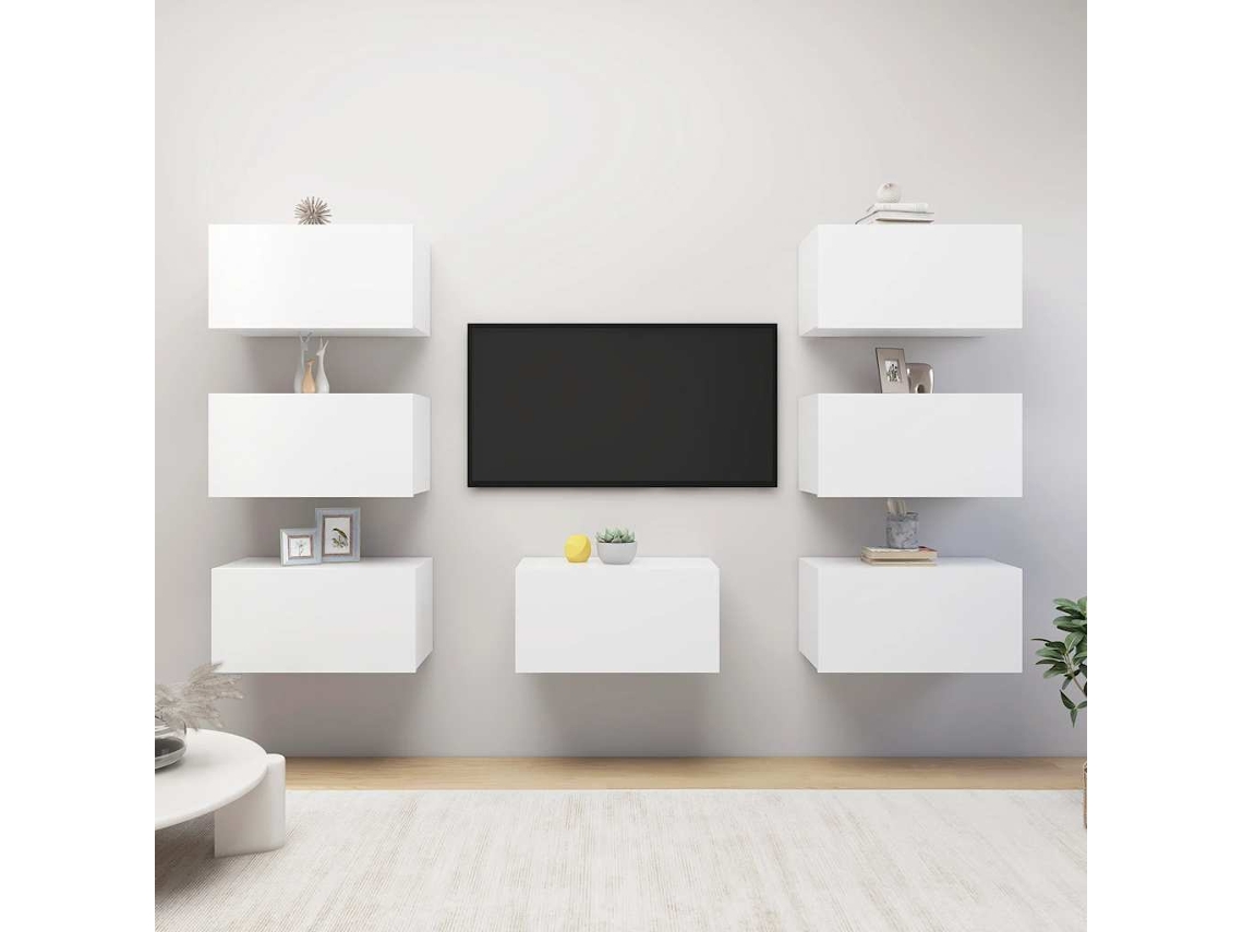 Vidaxl Móveis De Tv 7 Pcs 30,5x30x60 Cm Derivados De Madeira Branco