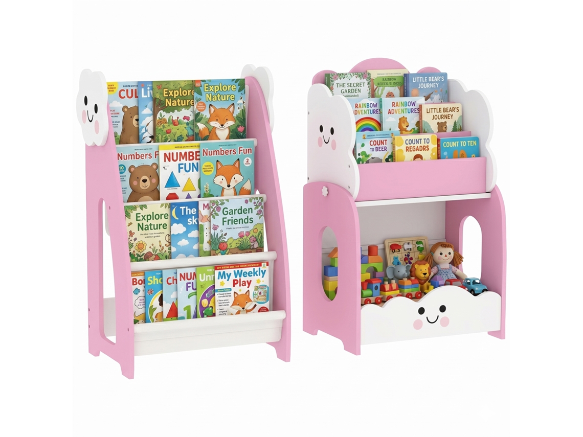 Furniture Storage Child 3 Has 8 Ans. Storage Jouets Child Modulaire With Doors - Magazines Has 4 Shelves. Pink