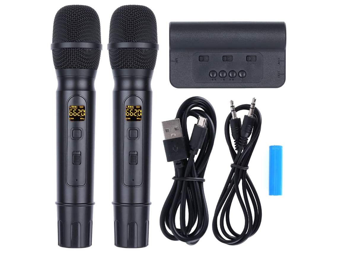 Kit de microfone sem fio UHF duplo com placa de som micro general CHABERLU