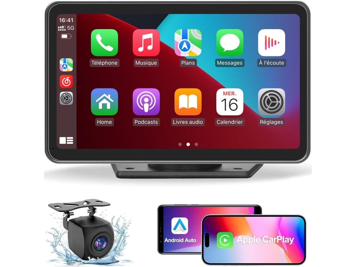 Carplay Portátil Sem Fio E Android Auto Com Câmera De Ré 1080p E Áudio Automotivo Com Tela Sensível Ao Toque (Outlet Grade A)