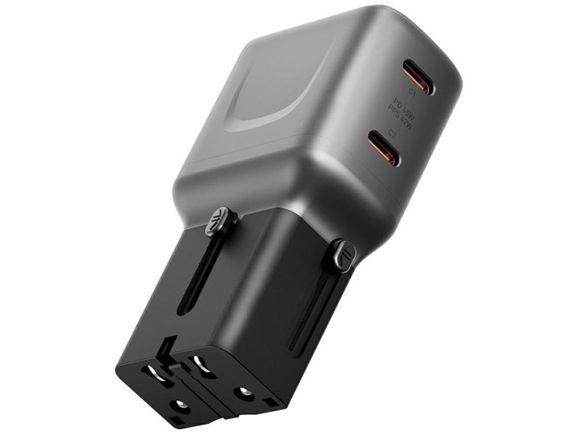 Carregador Rápido Energea 45w 2xusb, C Travelgo, Grafite, Preto E Cinza