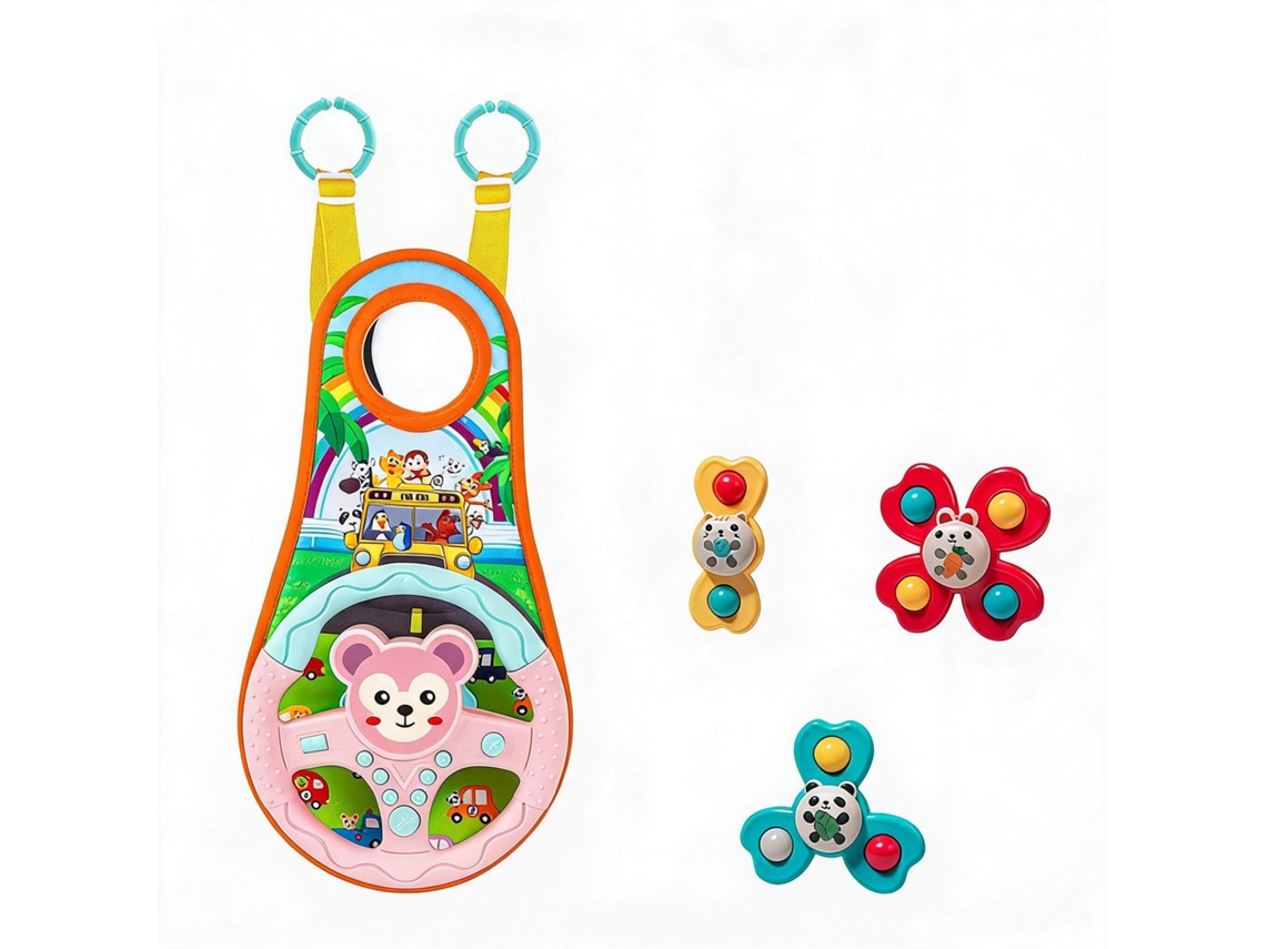 Volante Brinquedo Bebé CHRUI para Cadeirinha com Espelho e 3 Brinquedos (macaco)