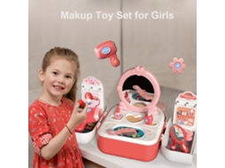 Conjunto De Maquiagem Brinquedo Para Crianças Com Estojo Mochila Presente Para Meninas 3+ Anos