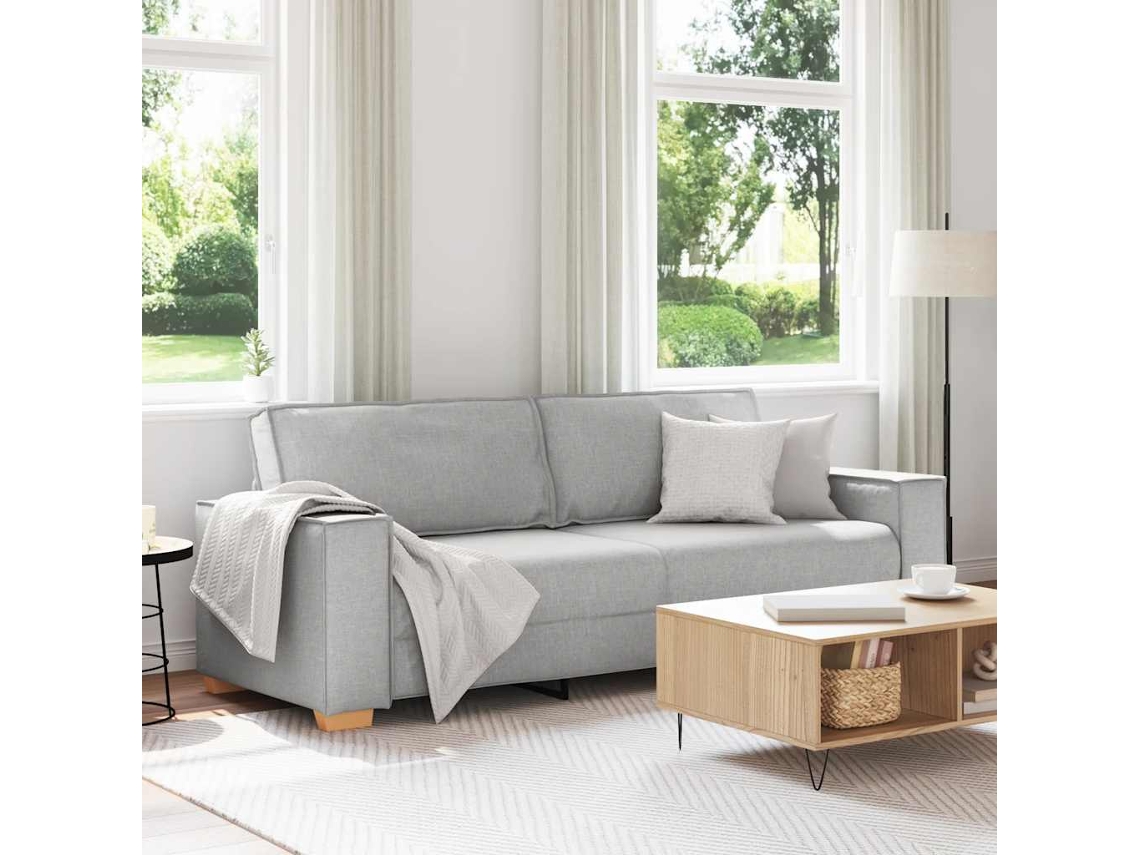 Vidaxl Sofá De 3 Lugares Cinza Nuvem 220x78x84 Cm Tecido