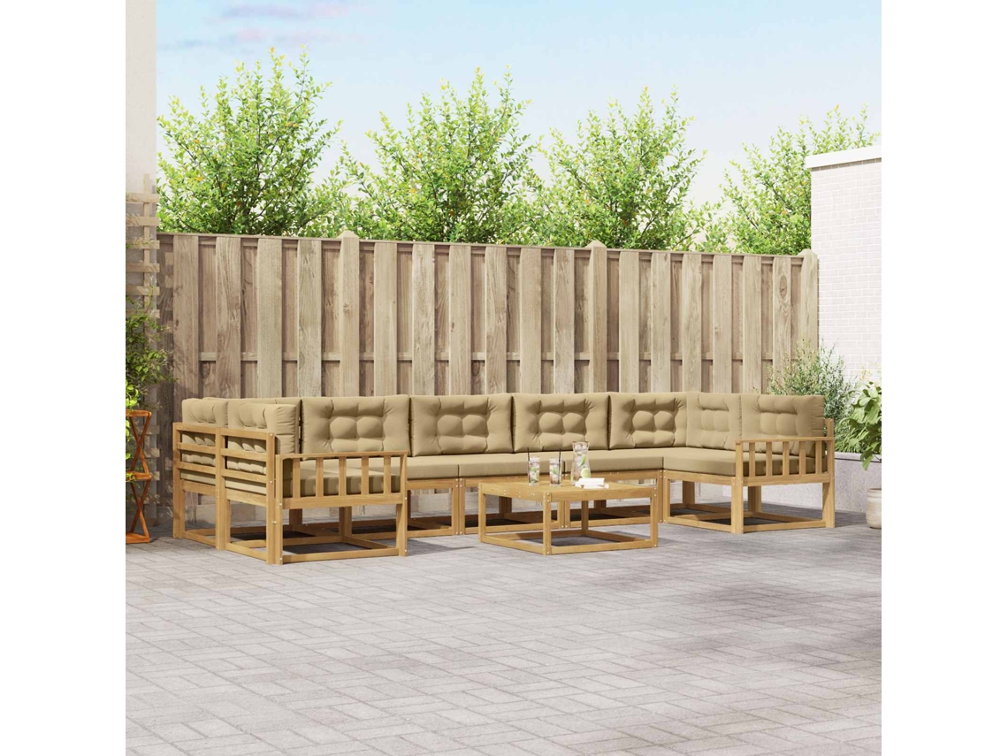 Vidaxl Conjunto De Sofás Para Exterior 6 Unid. Branco E Bege