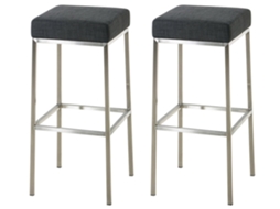 Conjunto de 2 bancos de bar Montreal 80 em tecido cinza escuro/aço inoxidável CLP